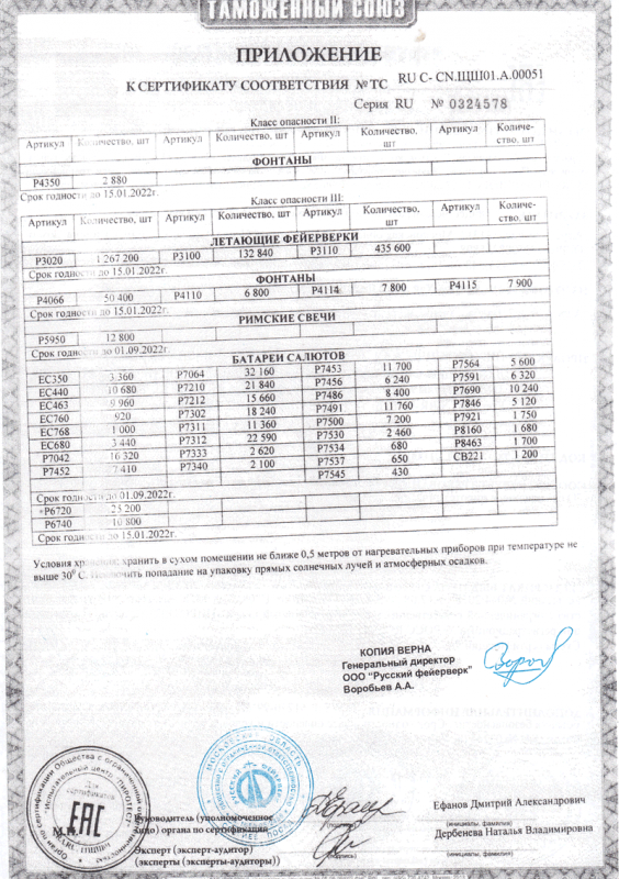 Сертификат соответствия № 0324578  - Омск | omsk.salutsklad.ru 